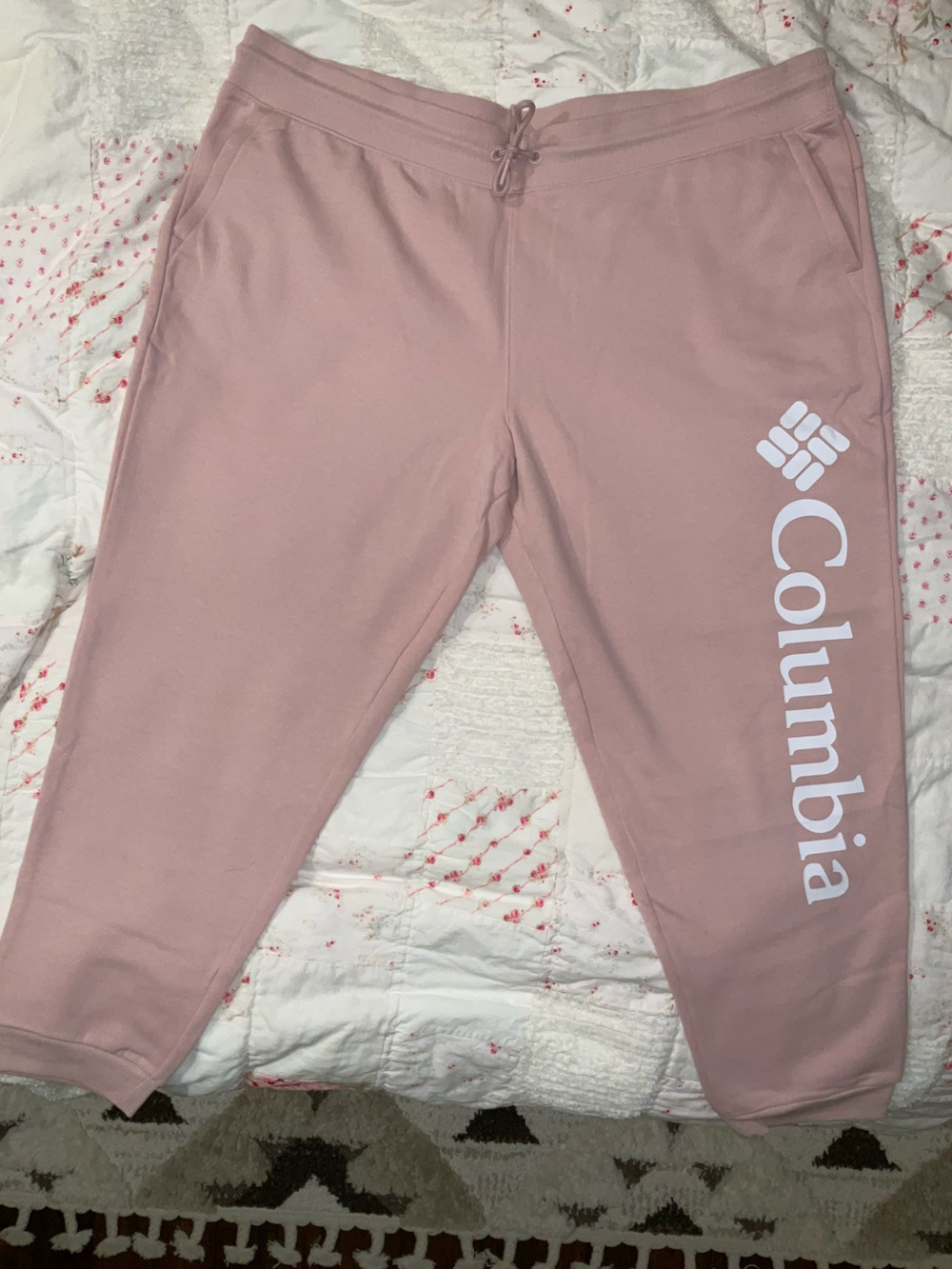 Columbia Light Pink Fleece Sweatpants with Logo Tag
